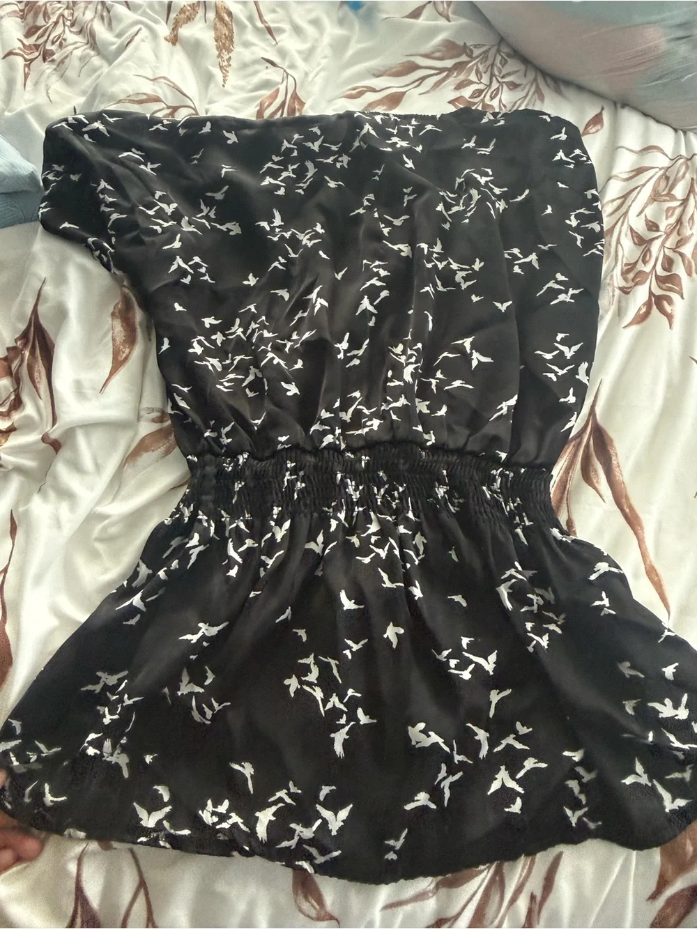 Xhilaration Black and White Bird Print Blouse